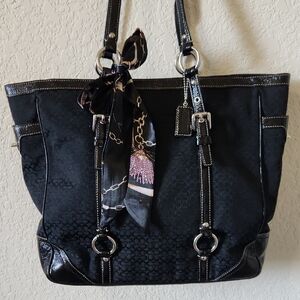 Coach Black Leather Shoulder Tote Bag, No. 00851-F12345